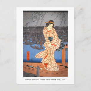 Hiroshige Evening on the Sumida River Japanese Art Postcard