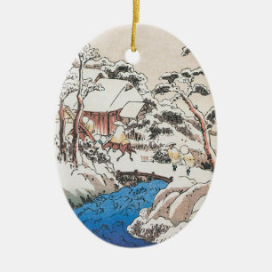 Hiroshige Japanese Fine Art Christmas Ceramic Ornament