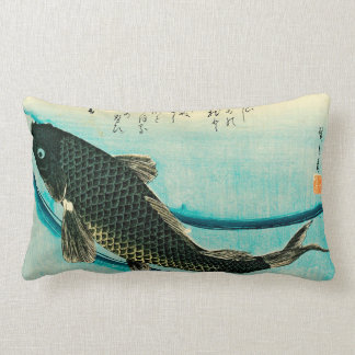 Hiroshige Koi Throw Pillow