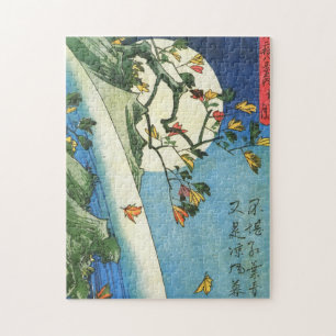 Hiroshige Moon Over A Waterfall Japanese Fine Art Jigsaw Puzzle
