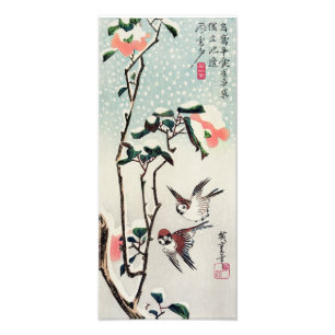 Hiroshige Sparrows and Camellias in the Snow Print