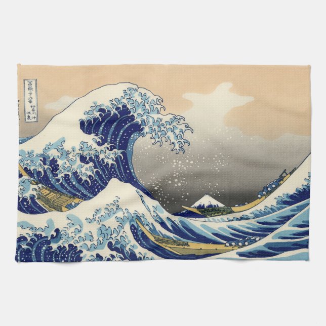 Hiroshige The Great Wave Off Kanagawa Kitchen Towel (Horizontal)