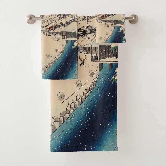 Hiroshige winter landscape japan country bath towel set (Insitu)