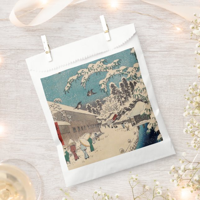 Hiroshige winter landscape japan country favour bag (Clipped)