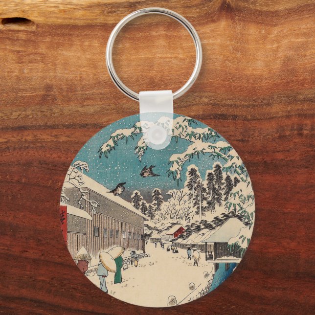 Hiroshige winter landscape japan country keychain (Front)