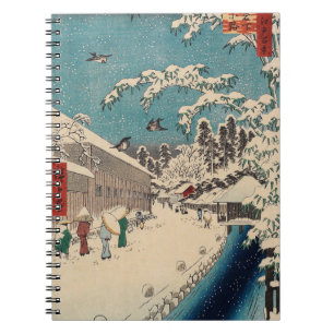 Hiroshige winter landscape japan country notebook