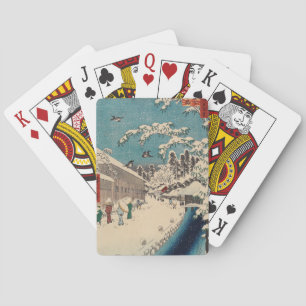 Hiroshige winter landscape japan country playing cards