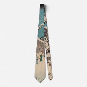 Hiroshige winter landscape japan country tie