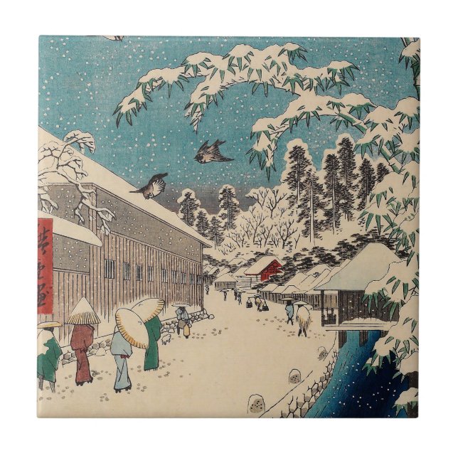 Hiroshige winter landscape japan country tile (Front)