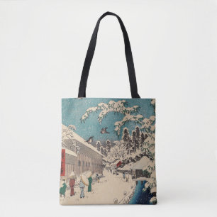 Hiroshige winter landscape japan country tote bag