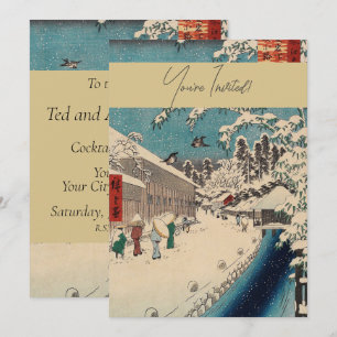 Hiroshige winter landscape japan ukiyo-e antique invitation