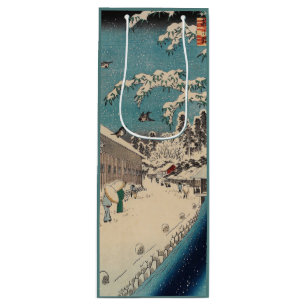 Hiroshige winter landscape japan ukiyo-e antique wine gift bag