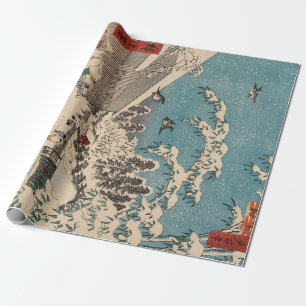 Hiroshige Winter Scene in Edo Japanese Landscape Wrapping Paper