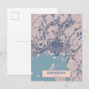 Hiroshima Japan Breezy City Map Travel Postcard