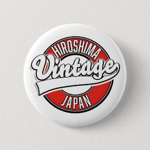 Hiroshima japan vintage style logo 2 inch round button