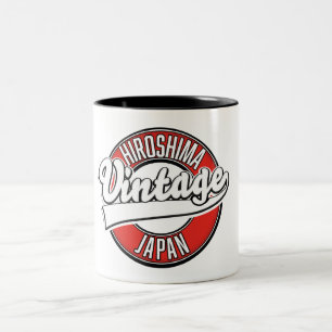 Hiroshima japan vintage style logo Two-Tone coffee mug