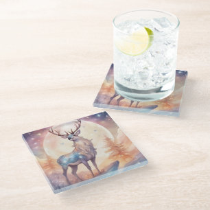 Hirsch mit sternen wasserfarben pastell Gemälde Glass Coaster