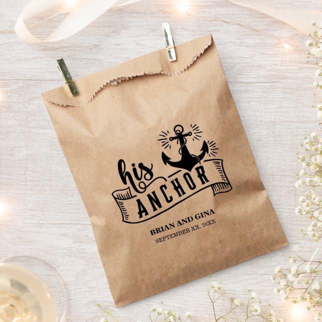 His Anchor Wedding Favour Bag (Clipped)