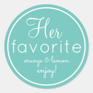 His and Her aqua favourite wedding favour stickers
