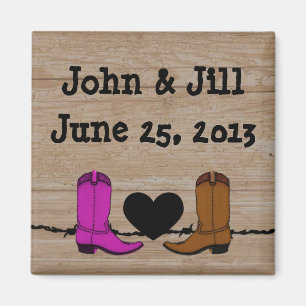 His And Her Cowboy Boots Wedding Favour Magnet