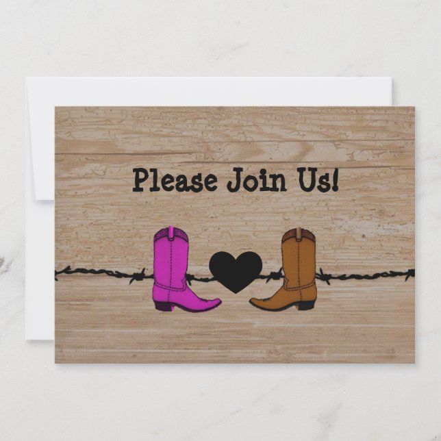 His And Her Cowboy Boots Wedding Invitation (Front)