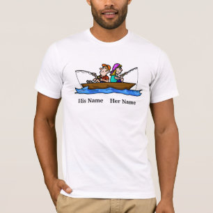 His and Her Fishing in Boat Together T-shirts