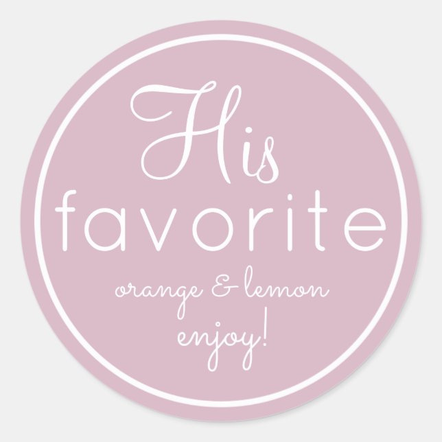 His and Her lilac favourite wedding favour Classic Round Sticker (Front)