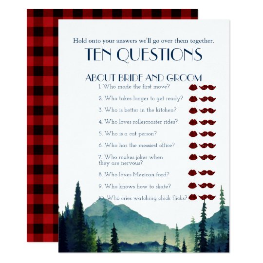 His and Her Ten Questions Wedding Game Card