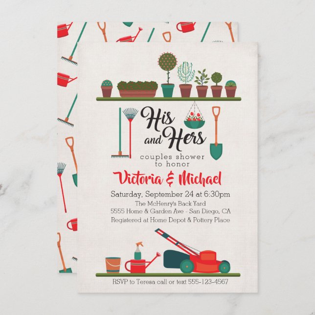 His and Hers Couples Shower invitations (Front/Back)