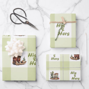 His and Hers Cowboy Boots Wrapping Paper