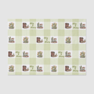 His and Hers Cowboy Cowgirl Boots Tissue Paper