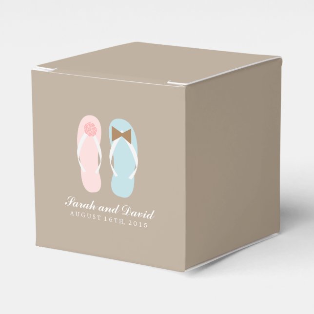 His and Hers Flip Flops Beach Wedding Favor Box (Front Side)