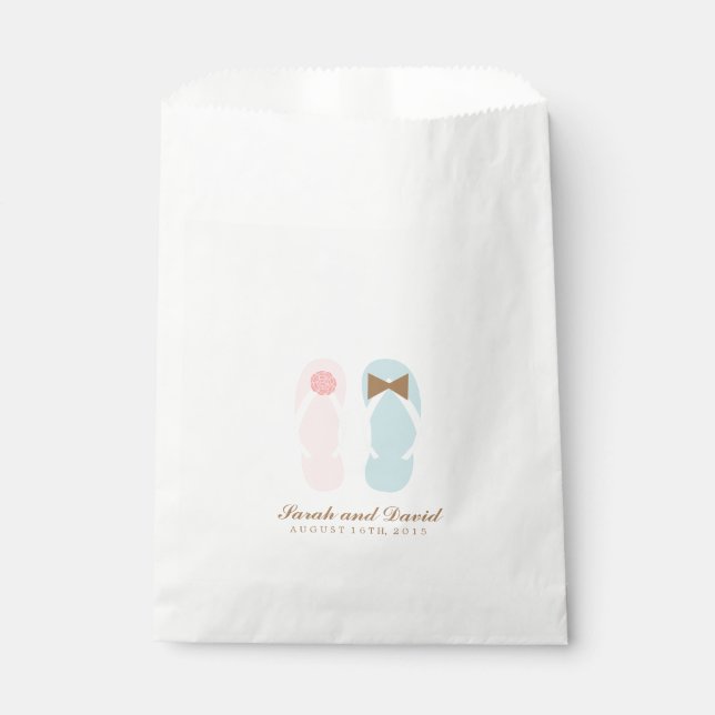 His and Hers Flip Flops Beach Wedding Favour Bag (Front)