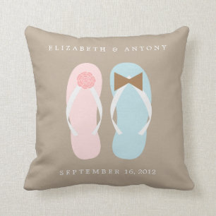 His and Hers Flip Flops Throw Pillow