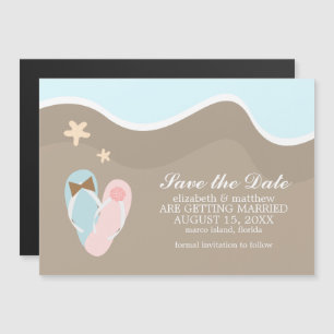 His and Hers Flip Flops Wedding Save the Date Magnetic Invitation