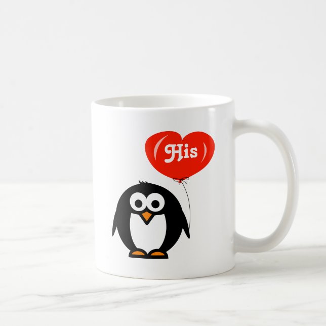 His and hers penguin mugs | matching set (Right)