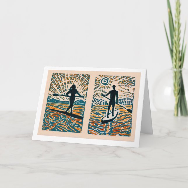His and Hers Stand Up Paddle print note card (Front)