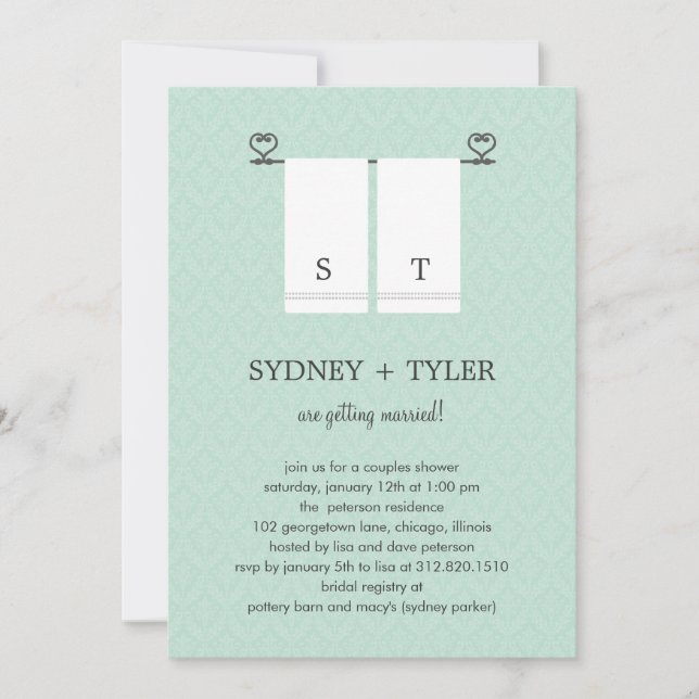 His and Hers Wedding Shower Invitation (Blue) (Front)