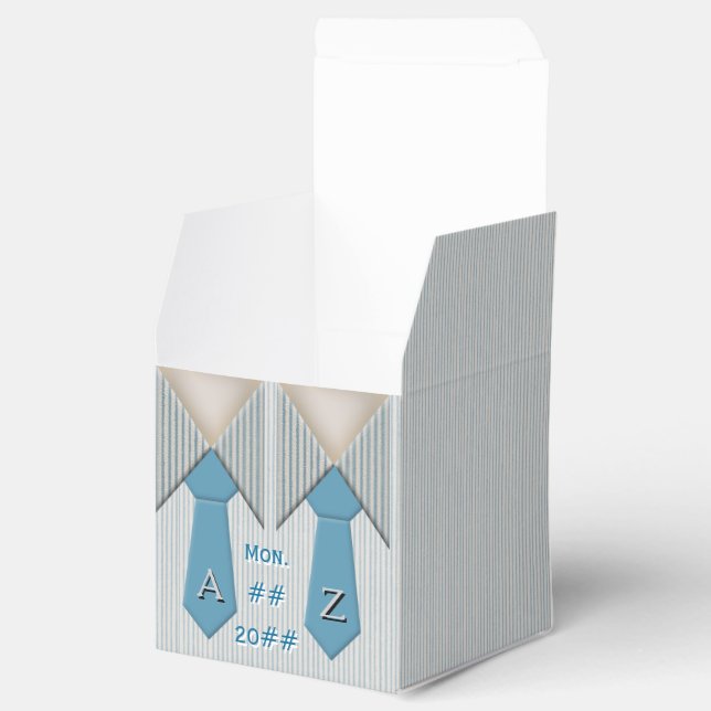 His and His Blue Oxford Pinstripe Favor Box (Opened)