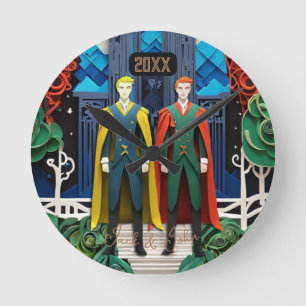 His and His Wedding & Anniversary  Large Clock