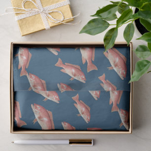 His Birthday Snapper Fish Pattern Dark Blue Tissue Paper
