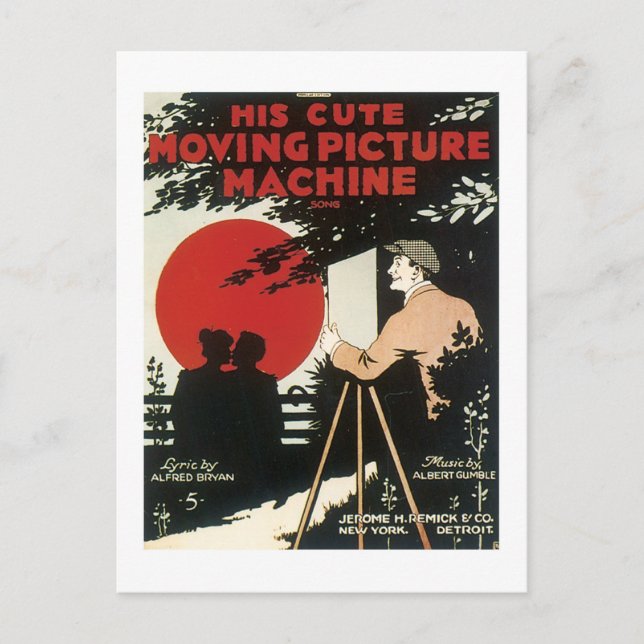 His Cute Moving Picture Machine Vintage Songbook Postcard (Front)