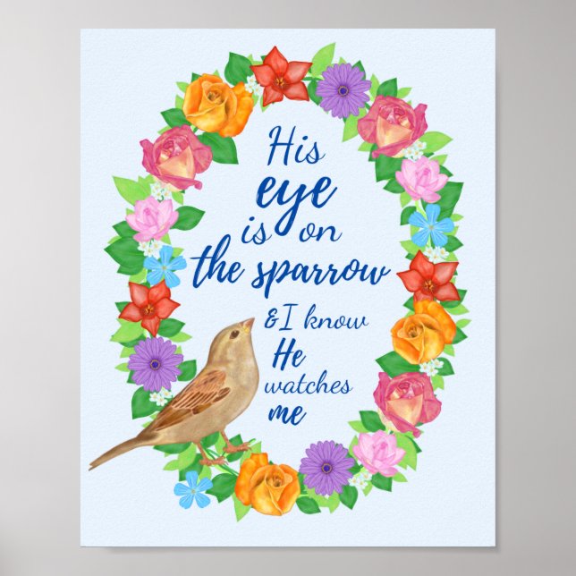 His Eye in on The Sparrow Wall Art (Front)