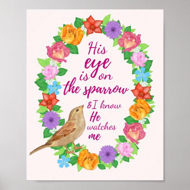 His Eye in on The Sparrow Wall Art (Front)