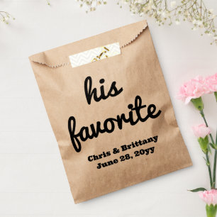 His favorite wedding reception guest candy treat favour bag