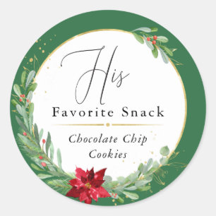 His Favourite Christmas Wedding Favour Red Classic Round Sticker