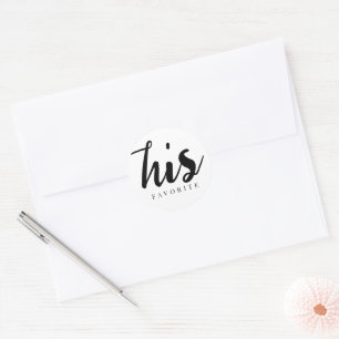 His Favourite Groom Bold Chic Black White Elegant Classic Round Sticker