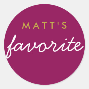 "His" Favourite Snack Magenta Gold Classic Round Sticker