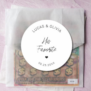 His Favourite Wedding Candy Favour Bridal Shower Classic Round Sticker