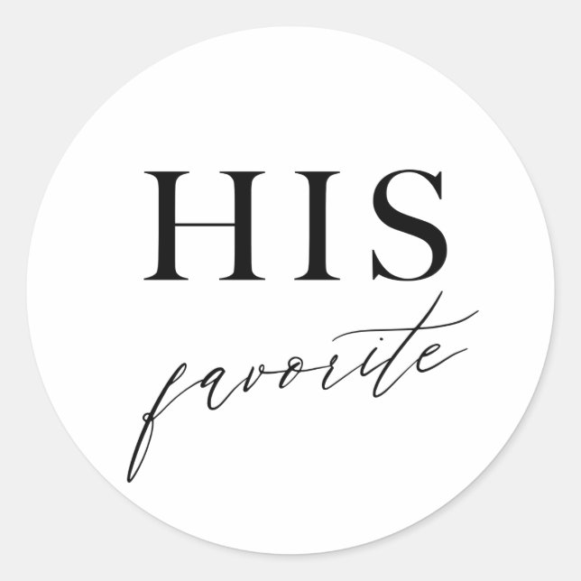 His Favourite Wedding Candy Treat Bag Sticker (Front)